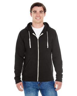 J America Triblend Full-Zip Fleece Hoodie JA8872 | Solid Blk Trblnd - Front