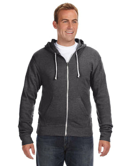 J America Triblend Full-Zip Fleece Hoodie JA8872 | Black Triblend - Front