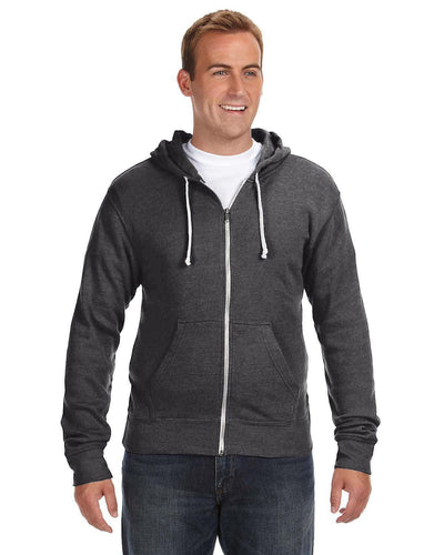 J America Triblend Full-Zip Fleece Hoodie JA8872 | Black Triblend - Front