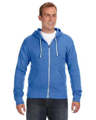 J America Triblend Full-Zip Fleece Hoodie JA8872 | Royal Triblend - Front