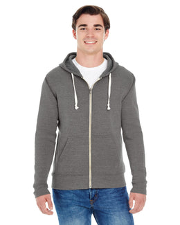 J America Triblend Full-Zip Fleece Hoodie JA8872 | Smoke Triblend - Front