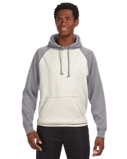 J America Adult Vintage Heather Pullover Hooded Sweatshirt JA8885 | Oatml Ht/ Smk Ht - Front