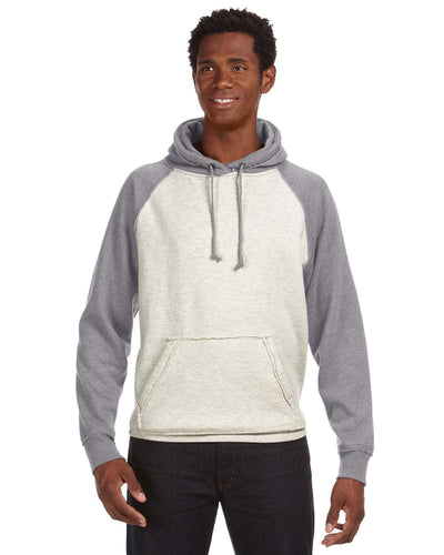 J America Adult Vintage Heather Pullover Hooded Sweatshirt JA8885 | Oatml Ht/ Smk Ht - Front