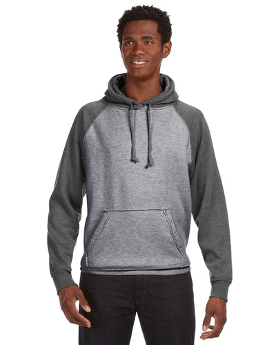 J America Adult Vintage Heather Pullover Hooded Sweatshirt JA8885 | Smoke/ Chrcl Ht - Front