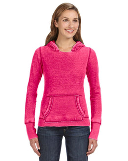 J America Ladie's Zen Pullover Fleece Hooded Sweatshirt JA8912 | Wildberry - Front