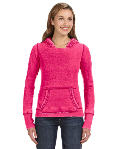 J America Ladie's Zen Pullover Fleece Hooded Sweatshirt JA8912 | Wildberry - Front