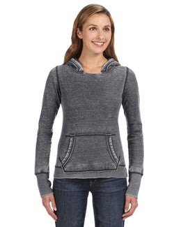 J America Ladie's Zen Pullover Fleece Hooded Sweatshirt JA8912 | Dark Smoke - Front