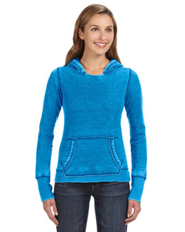 J America Ladie's Zen Pullover Fleece Hooded Sweatshirt JA8912 | Oceanberry - Front