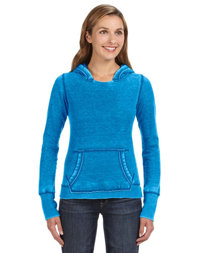 J America Ladie's Zen Pullover Fleece Hooded Sweatshirt JA8912 | Oceanberry - Front