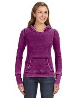 J America Ladie's Zen Pullover Fleece Hooded Sweatshirt JA8912 | Very Berry - Front