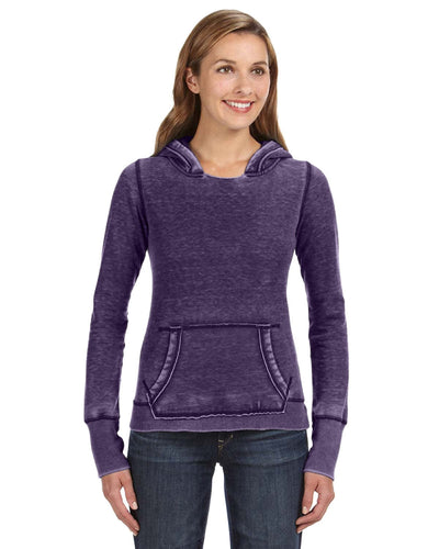 J America Ladie's Zen Pullover Fleece Hooded Sweatshirt JA8912 | Twisted Plum - Front