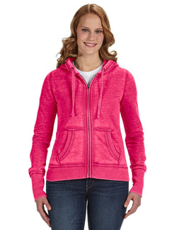 J America Ladies Zen Full-Zip Fleece Hoodie JA8913 | Wildberry - Front