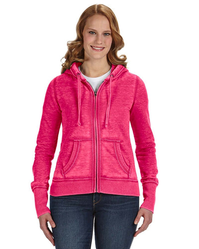 J America Ladies Zen Full-Zip Fleece Hoodie JA8913 | Wildberry - Front