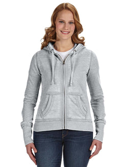 J America Ladies Zen Full-Zip Fleece Hoodie JA8913 | Cement - Front