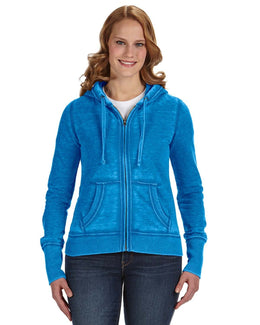 J America Ladies Zen Full-Zip Fleece Hoodie JA8913 | Oceanberry - Front
