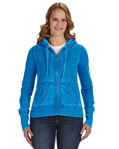 J America Ladies Zen Full-Zip Fleece Hoodie JA8913 | Oceanberry - Front