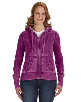 J America Ladies Zen Full-Zip Fleece Hoodie JA8913 | Very Berry - Front