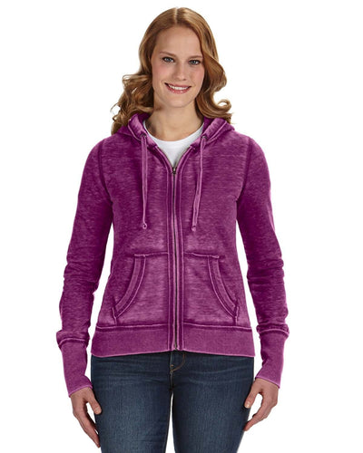 J America Ladies Zen Full-Zip Fleece Hoodie JA8913 | Very Berry - Front