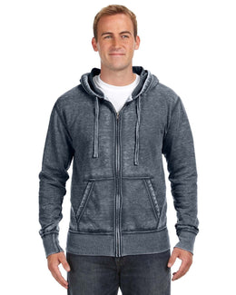 J America Vintage Zen Full-Zip Fleece Hoodie JA8916 | Vintage Navy - Front