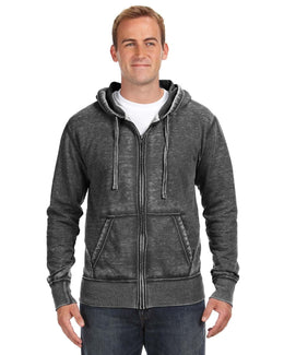 J America Vintage Zen Full-Zip Fleece Hoodie JA8916 | Twisted Black - Front