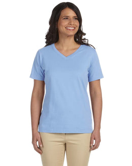 LAT Ladies Combed Cotton V-Neck T-Shirt L-3587 | Light Blue - Front