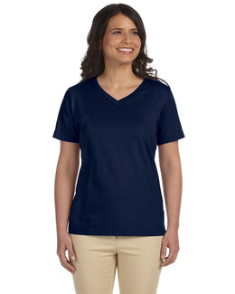 LAT Ladies Combed Cotton V-Neck T-Shirt L-3587 | Navy - Front