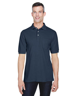 Harriton Easy Blend Pocket Polo Shirt M265P | Navy - Front