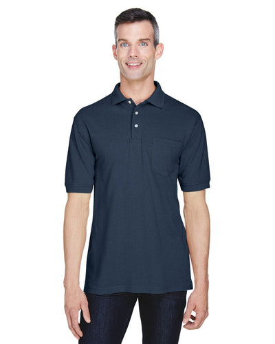 Harriton Easy Blend Pocket Polo Shirt M265P | Navy - Front