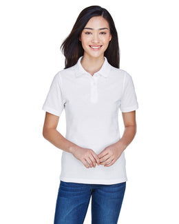 Harriton Ladies Easy Blend Polo Shirt M265W | White - Front