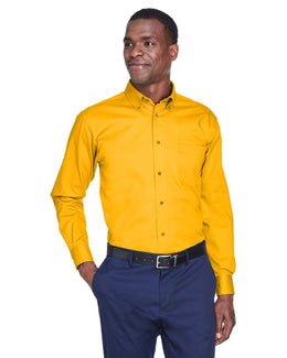 Harriton Long Sleeve Stain-Release Twill Shirt M500 | Sunray Yellow - Front