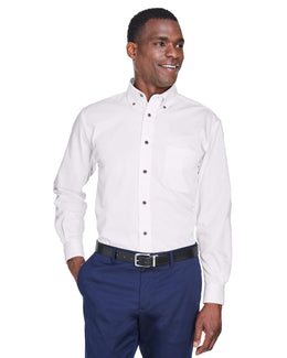 Harriton Long Sleeve Stain-Release Twill Shirt M500 | White - Front