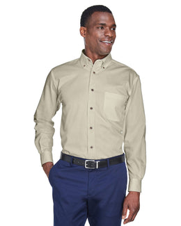 Harriton Long Sleeve Stain-Release Twill Shirt M500 | Creme - Front