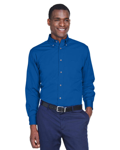 Harriton Long Sleeve Stain-Release Twill Shirt M500 | French Blue - Front