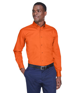 Harriton Long Sleeve Stain-Release Twill Shirt M500 | Team Orange - Front