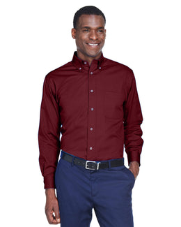 Harriton Long Sleeve Stain-Release Twill Shirt M500 | Wine - Front