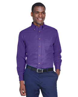 Harriton Long Sleeve Stain-Release Twill Shirt M500 | Team Purple - Front