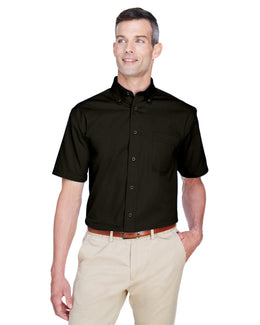 Harriton Short Sleeve Stain-Release Twill Shirt M500S | Black - Front
