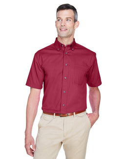Harriton Short Sleeve Stain-Release Twill Shirt M500S | Wine - Front