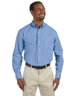 Harriton Mens Essential Poplin Shirt M510 | Lt College Blue - Front