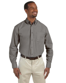 Harriton Mens Essential Poplin Shirt M510 | Dark Grey - Front