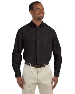 Harriton Mens Essential Poplin Shirt M510 | Black - Front