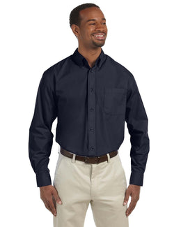 Harriton Mens Essential Poplin Shirt M510 | Navy - Front