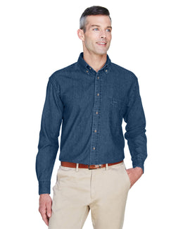 Harriton Long Sleeve Denim Shirt M550 | Dark Denim - Front