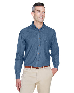 Harriton Long Sleeve Denim Shirt M550 | Light Denim - Front