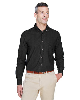 Harriton Long Sleeve Denim Shirt M550 | Washed Black - Front