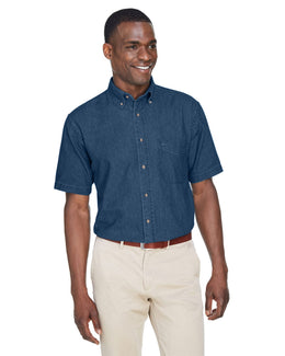 Harriton Short Sleeve Denim Shirt M550S | Dark Denim - Front