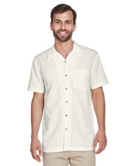 Harriton Barbados Textured Camp Shirt M560 | Creme - Front