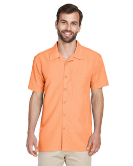 Harriton Barbados Textured Camp Shirt M560 | Nectarine - Front