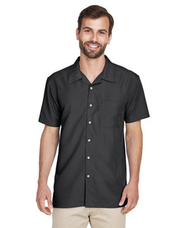 Harriton Barbados Textured Camp Shirt M560 | Black - Front