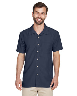 Harriton Barbados Textured Camp Shirt M560 | Navy - Front